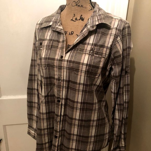 Cabelas Green Plaid Shirt- Can Roll Up Sleeves - Picture 1 of 3